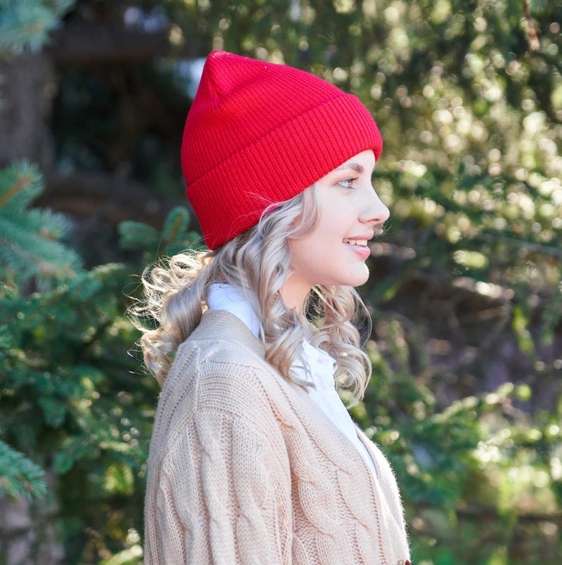 Connectyle Outdoor Classic Bassic Men 's Warm Winter Hats Daily Thick Knit Cuff Beanie Cap Red, 55 60cm - Image 4